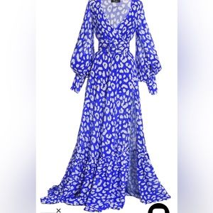 Hanifa Alia Maxi Dress Royal Blue and White